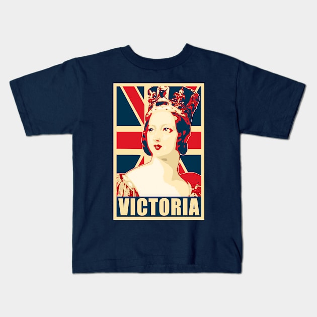 Queen Victoria Union Jack Propaganda Kids T-Shirt by Nerd_art